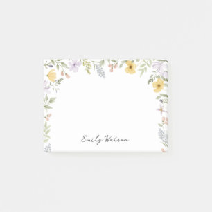 Bunte Blumen Personalisierter Name Post-it Klebezettel