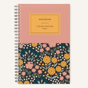 Bunte Blumen Pink Orange Zitat Notizbuch