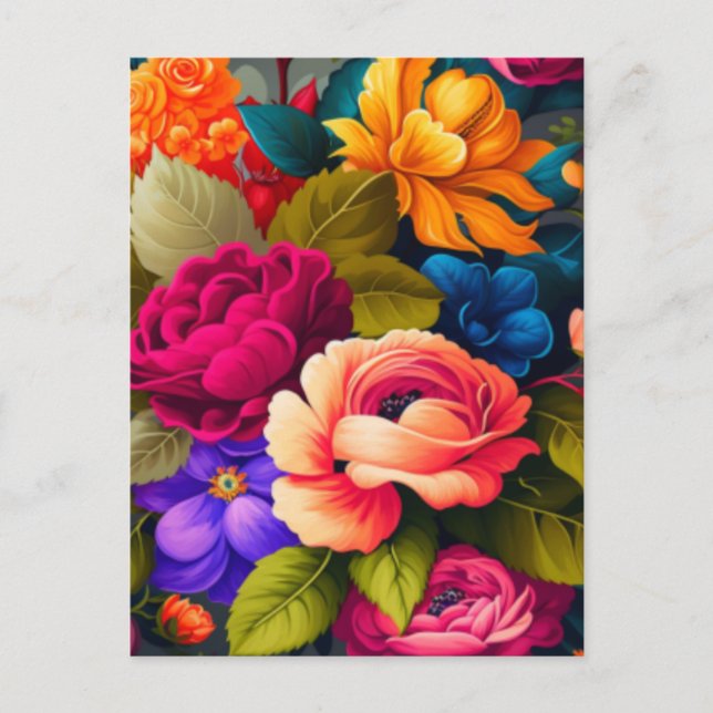 Bunte Blumen Postkarte (Vorderseite)