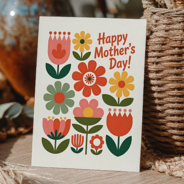 Bunte Blumen Retro-Blumen Frohen Muttertag Postkarte (Von Creator hochgeladen)