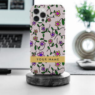 Bunte Blumen, Rosa Hintergrund, Gelb Case-Mate iPhone Hülle