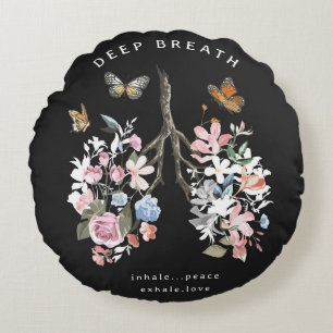 Bunte Blumen, Schmetterlinge, Lungen Illustration. Rundes Kissen