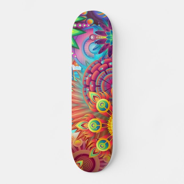 Bunte Blumen Skateboard (Vorderseite)