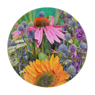 Bunte Blumen und Distel-Foto Schneidebrett