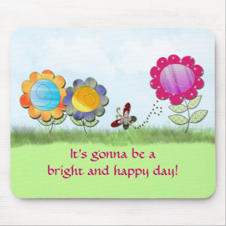 Bunte Blumen und eine Schmetterlings-Mausunterlage Mousepad