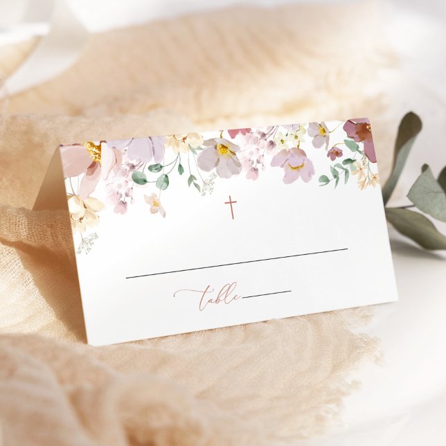 Bunte Blumen, Wildblumen, Boho, Taufe Platzkarte (Von Creator hochgeladen)