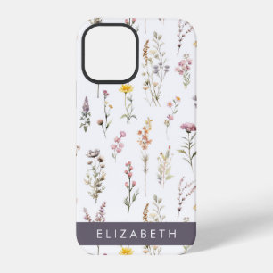 Bunte Blumen, Wildblumen, Grünpflanzen, Ihr Name iPhone 12 Pro Hülle