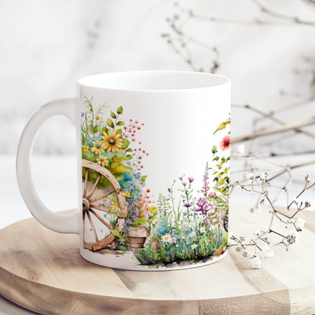 Bunte Blumengarten-Wagenrad Land Kaffeetasse (Von Creator hochgeladen)