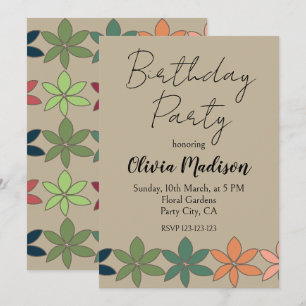 Bunte Blumengeburt Einladung