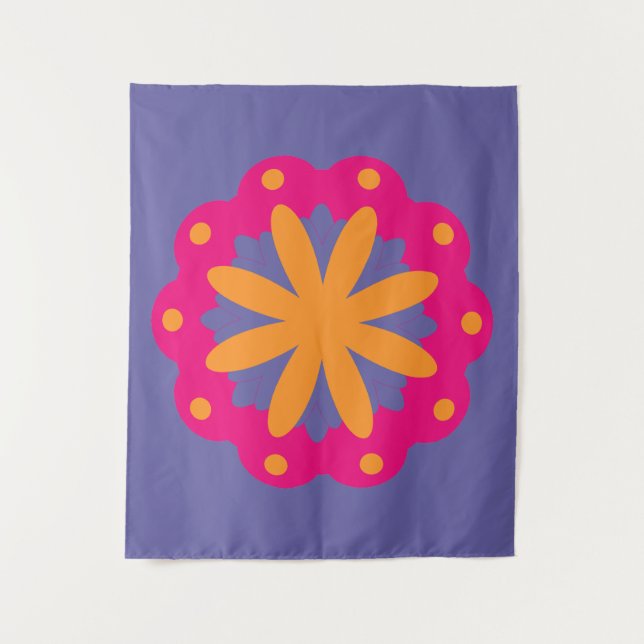 bunte Blumenkreisformen Wandteppich (Vorderseite)