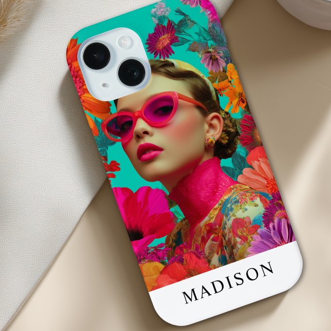 Bunte Blumenkunst-Frau Case-Mate iPhone Hülle (Custom Colorful Floral Art-Woman Case-Mate iPhone Case)