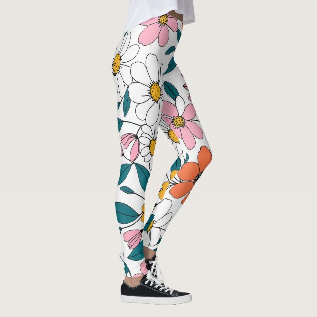 bunte Blumenkunst Leggings (Rechts)