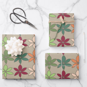 Bunte Blumenmuster Geschenkpapier Set