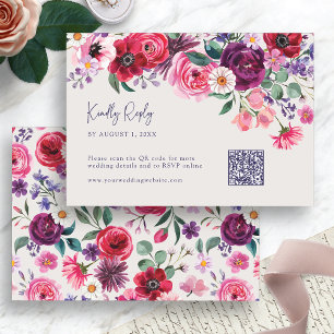 Bunte Blumenmuster RSVP Karte