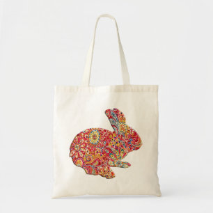 Bunte BlumenSilhouette-Osterhasen-Taschen-Tasche Tragetasche