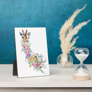 Bunte Blumenstrauß-Giraffen-Kunst Gemalt Fotoplatte