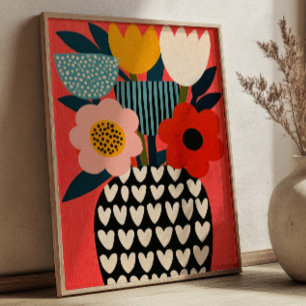 Bunte Blumenstrauß-Vasenvorstellung Floral  Poster