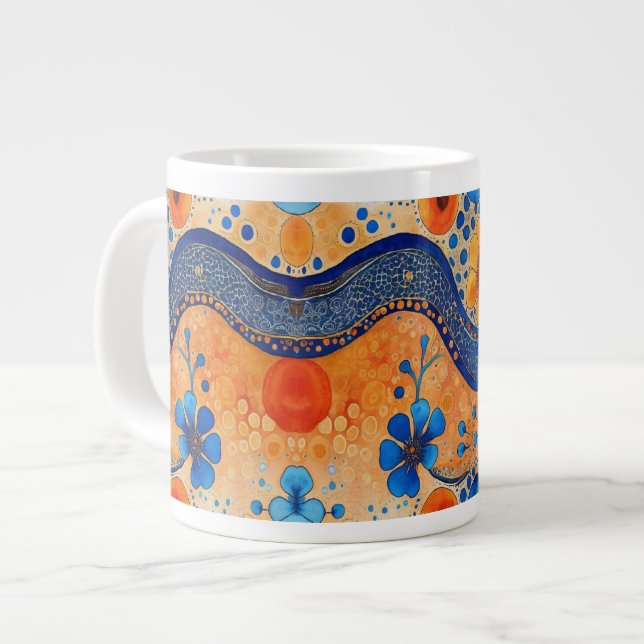 Bunte Blumenvase Jumbo-Tasse (Vorderseite Links)