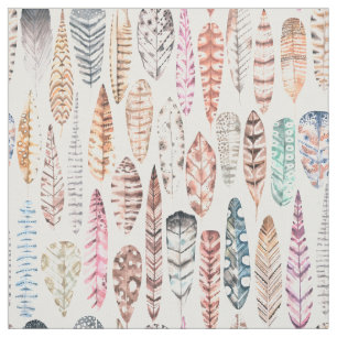 Bunte Bohemische Stammes- Watercolor-Federn Stoff