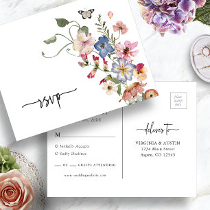 Bunte Boho-RSVP-Postkarte Postkarte
