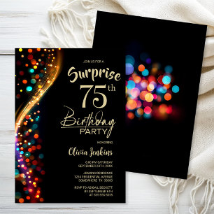 Bunte Bokeh Überraschung 75. Geburtstagsparty Einladung