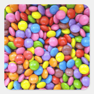 Bunte Bonbons Quadratischer Aufkleber