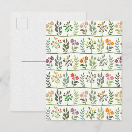 Bunte botanische Rhapsodie Florale Silhouette Postkarte