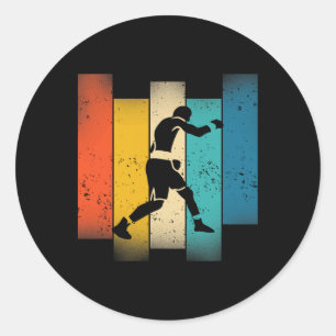 Bunte Boxer-Silhouette Vintage abgenutzt Runder Aufkleber