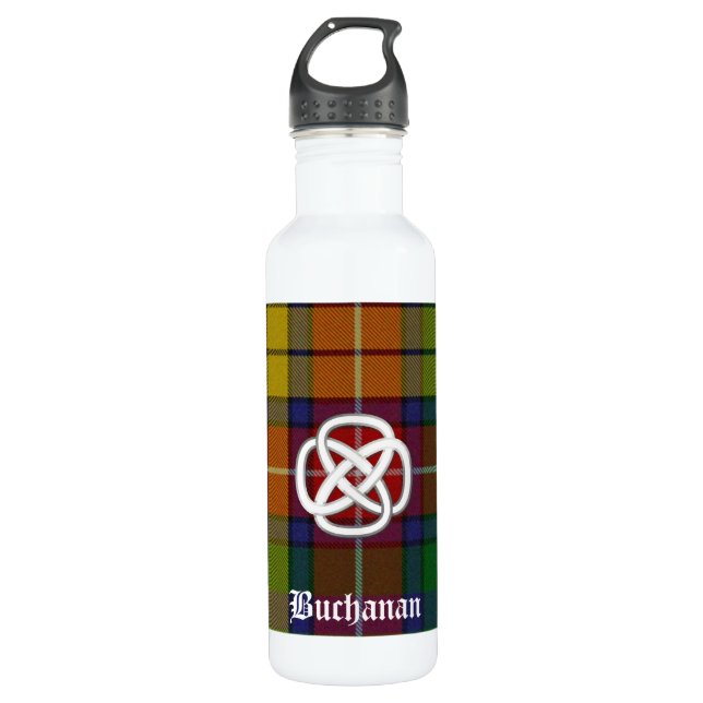 Bunte Buchanan Tartan Kariert Trinkflasche (Vorderseite)