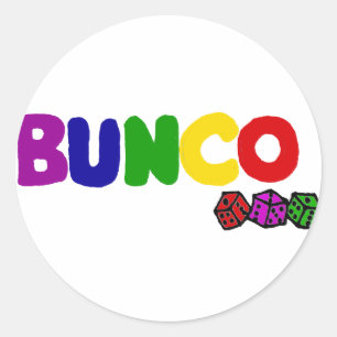 Bunte Bunco und Würfel-Kunst Runder Aufkleber