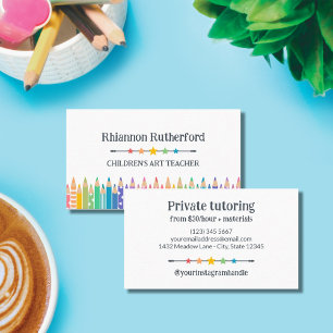 Bunte Buntstifte & Sterne Kunstlehrer Tutor Visitenkarte
