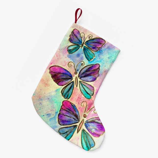 Bunte Butterfly Weihnachts-Strumpf Kleiner Weihnachtsstrumpf (Vorderansicht (hängend))