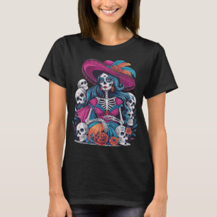 Bunte Calavera-Kunst für Día de Muertos-Fans T-Shirt