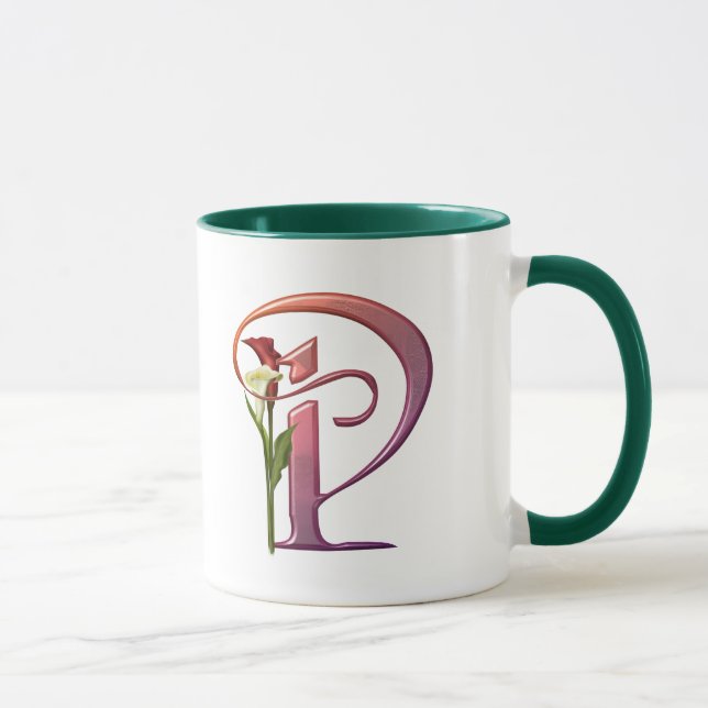 Bunte Calla-Initiale P Tasse (Rechts)