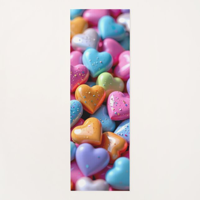 Bunte Candy Love Hearts Yogamatte (Vorderseite)