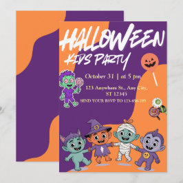 Bunte Candy-Monster-Kinder-Halloween-Einladung Einladung