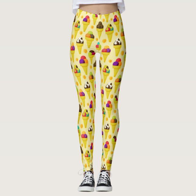 Bunte Cartoon-Eiscreme-Kegel Leggings (Vorderseite)