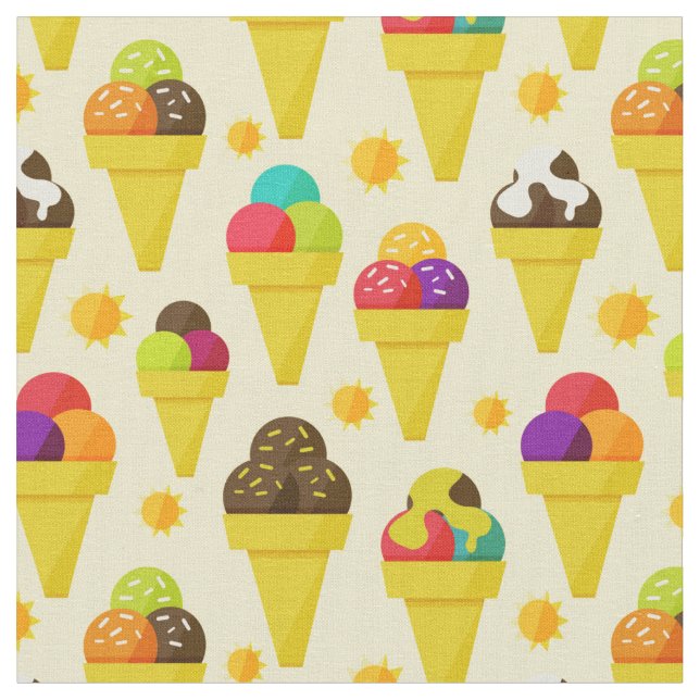 Bunte Cartoon-Eiscreme-Kegel Stoff (Nahaufnahme)