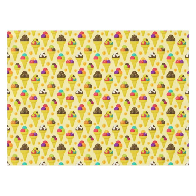 Bunte Cartoon-Eiscreme-Kegel Tischdecke (Vorderseite (Horizontal))
