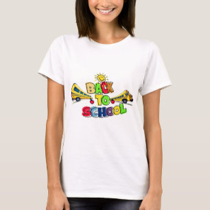 Bunte Cartoon-Gestaltung zum Schulbeginn mit Schul T-Shirt