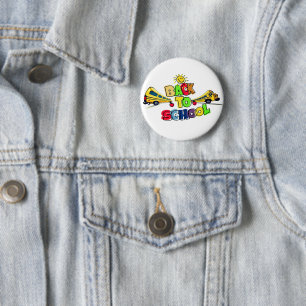 Bunte Cartoon-Gestaltung zum Zurück zur Schule mit Button