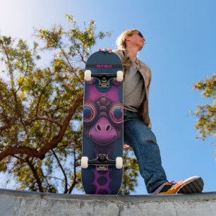 Bunte Cartoon-Giraffe mit Steampunk-Brille Skateboard
