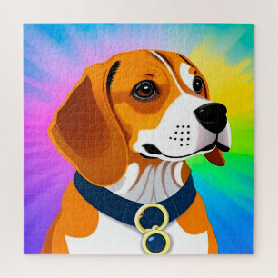 Bunte Cartoon-Hund-Illustration Puzzle