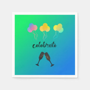 Bunte Champagner und Balloons Serviette