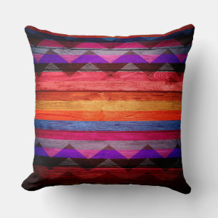 Bunte Chevron Streifen Vintage Holz Kissen