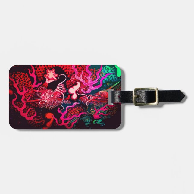 Bunte chinesische Drachekunst Gepäckanhänger (Vorderseite horizontal)