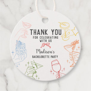 Bunte Cocktailparty Retro-Junggesellinnenabschied Geschenkanhänger