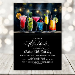 Bunte Cocktails Geburtstagsfeier Einladung