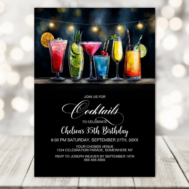 Bunte Cocktails Geburtstagsfeier Einladung (Von Creator hochgeladen)