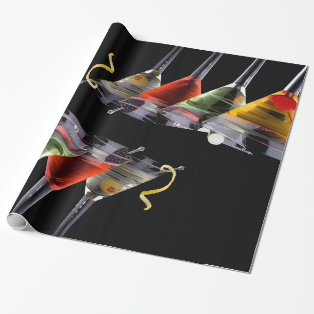 Bunte Cocktails in Martini-Gläsern Geschenkpapier (Ungerollt)